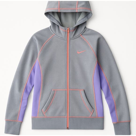 Nike Therma-Fit Hoodie Women’s Large Pink Purple Full Zip Hoodie Fleece Jacket - Picture 1 of 8